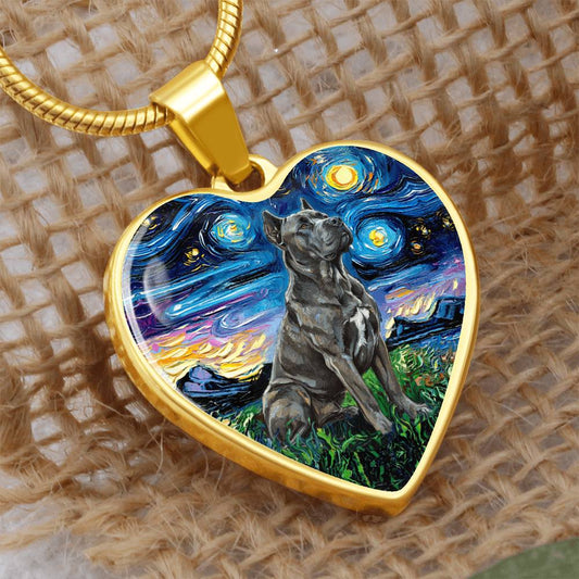 Cane Corso Starry Night Heart Necklace
