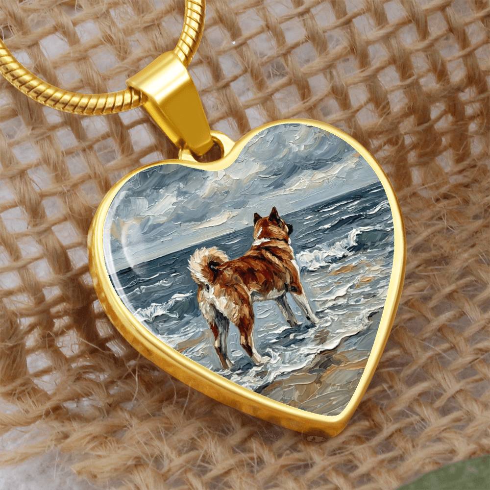 Beach Day - Akita Heart Necklace