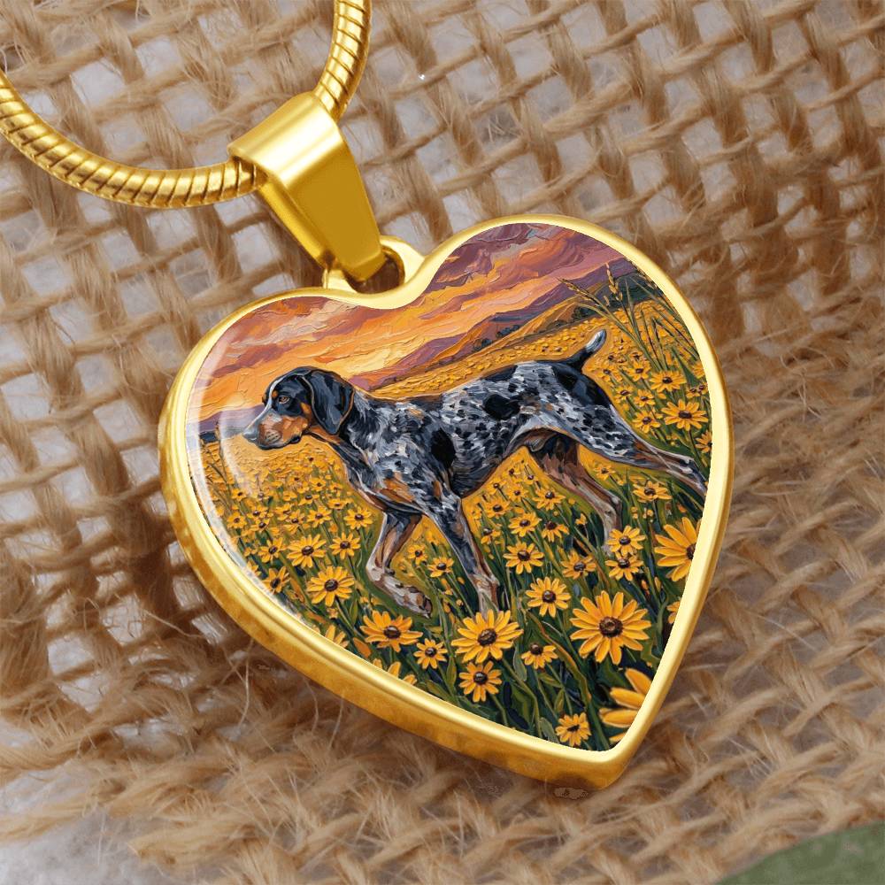 Amongst The Flowers - Blue Tick Coonhound Heart Necklace
