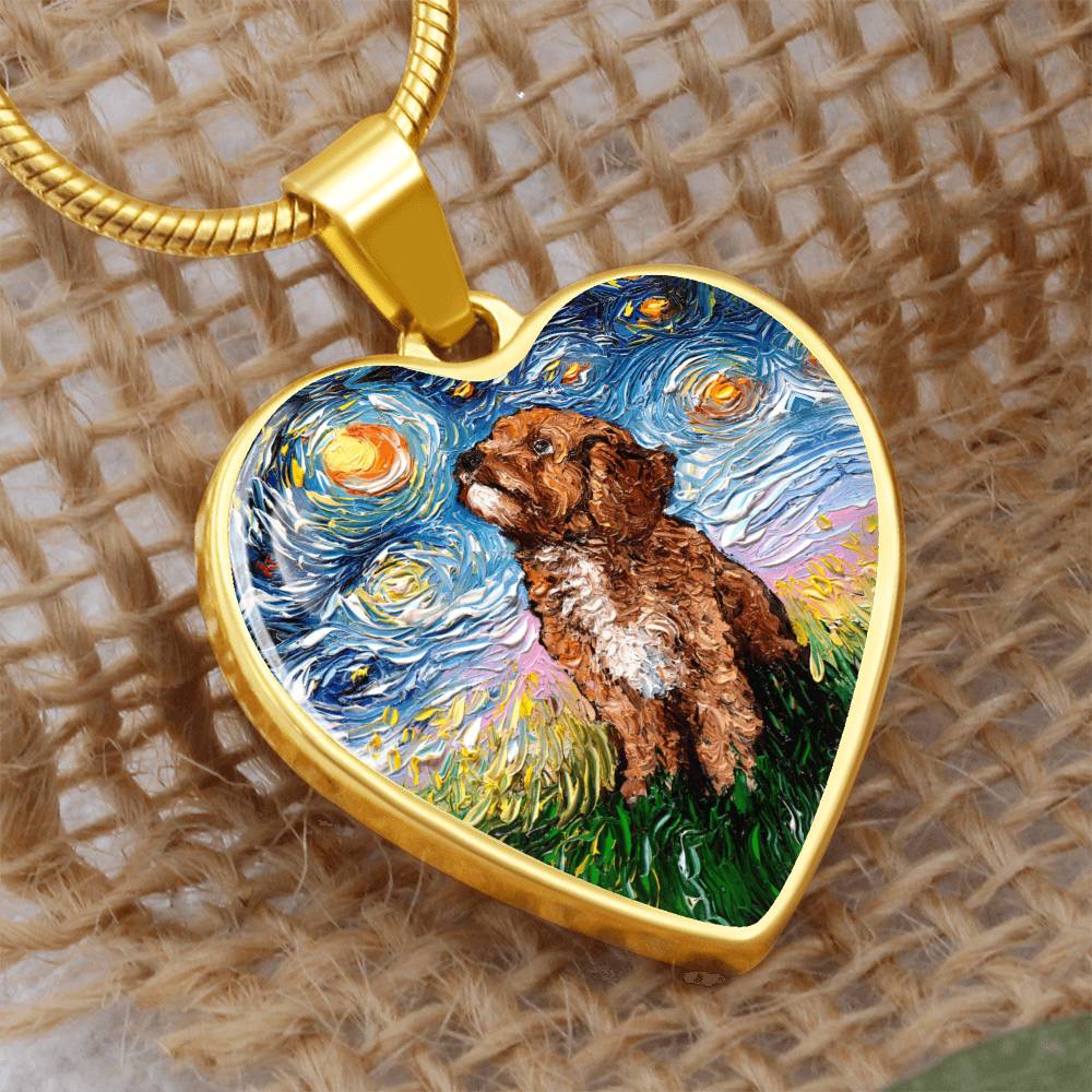 Cavapoo Starry Night Heart Necklace