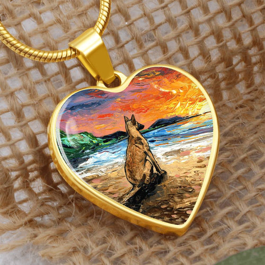Beach Days - Belgian Malinois Heart Necklace