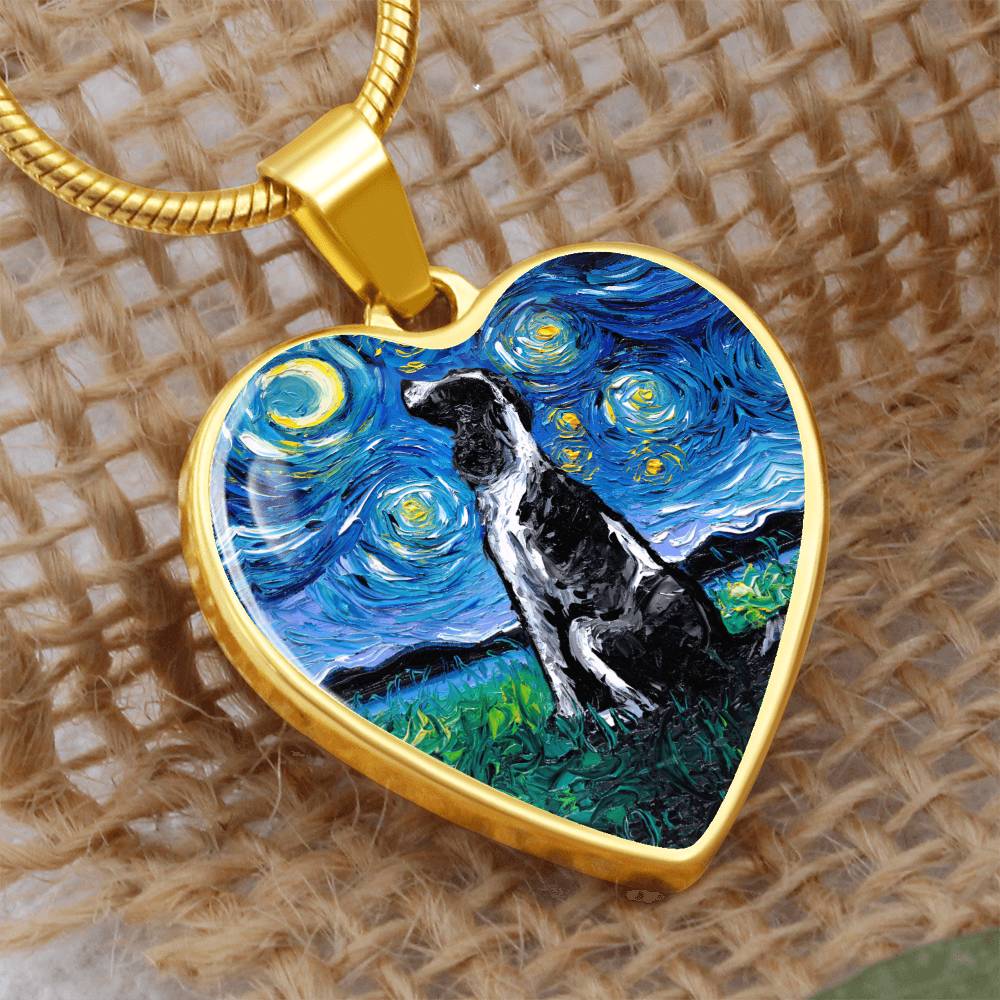blackandwhiteenglishspringerspanielheartpendant
