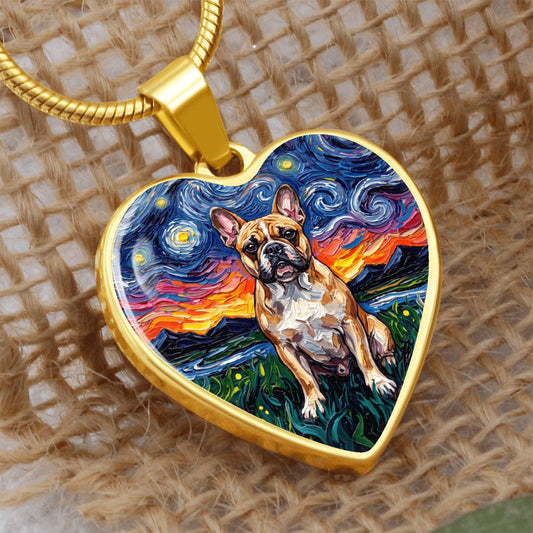 Frenchie Night Heart Necklace