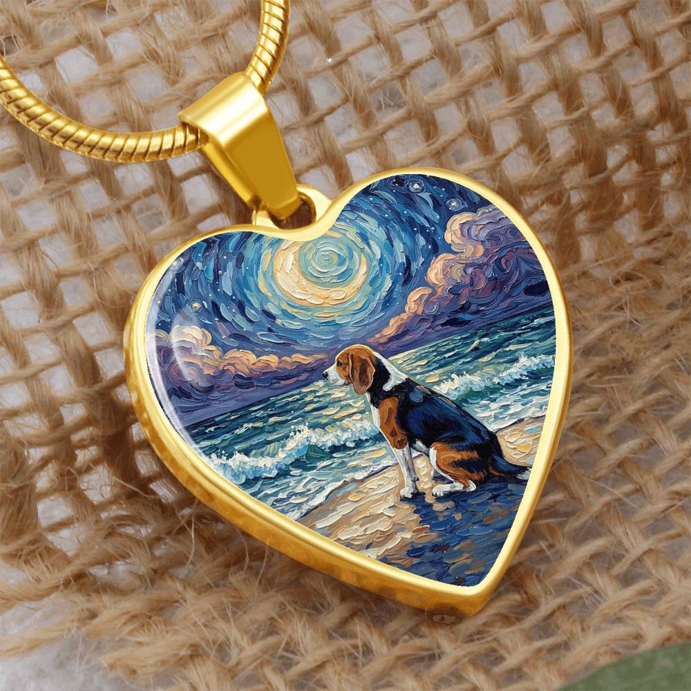 Beach Night - Beagle Heart Necklace