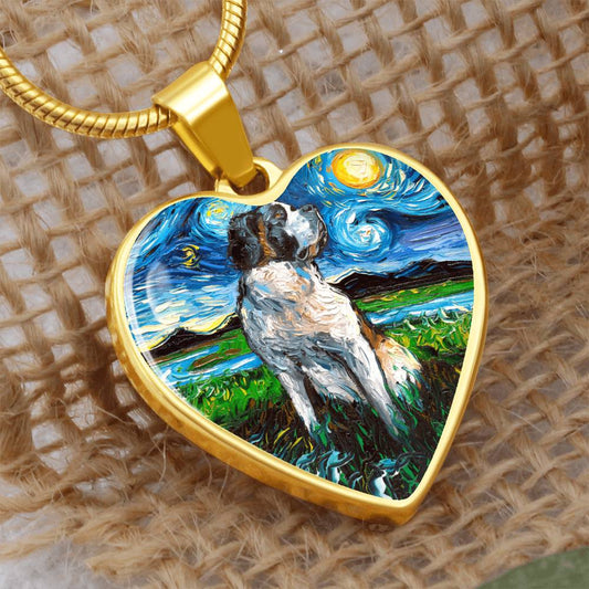 Saint Bernard Starry Night Heart Necklace
