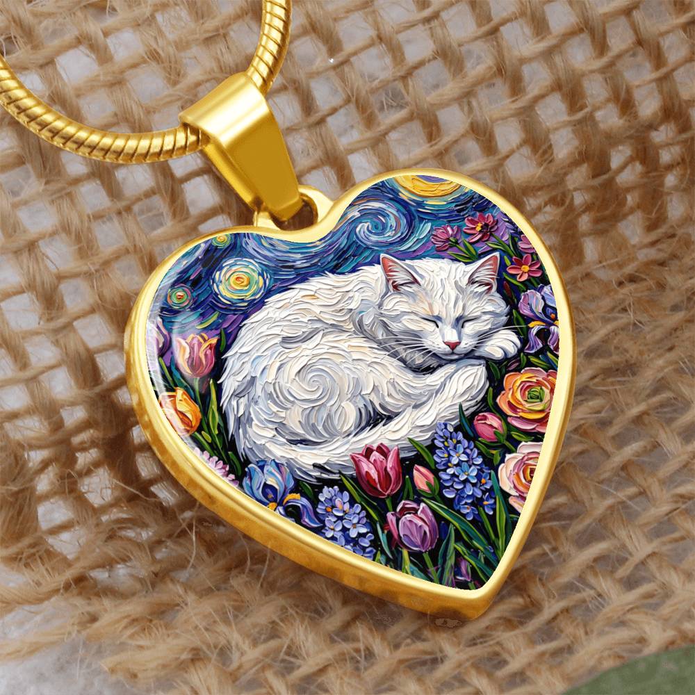Amongst The Flowers - White Cat Heart