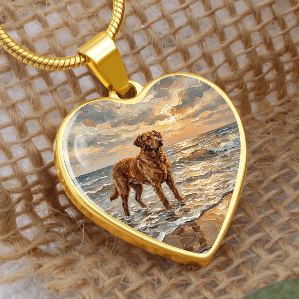 Beach Day - Chesapeake Bay Retriever Heart Necklace