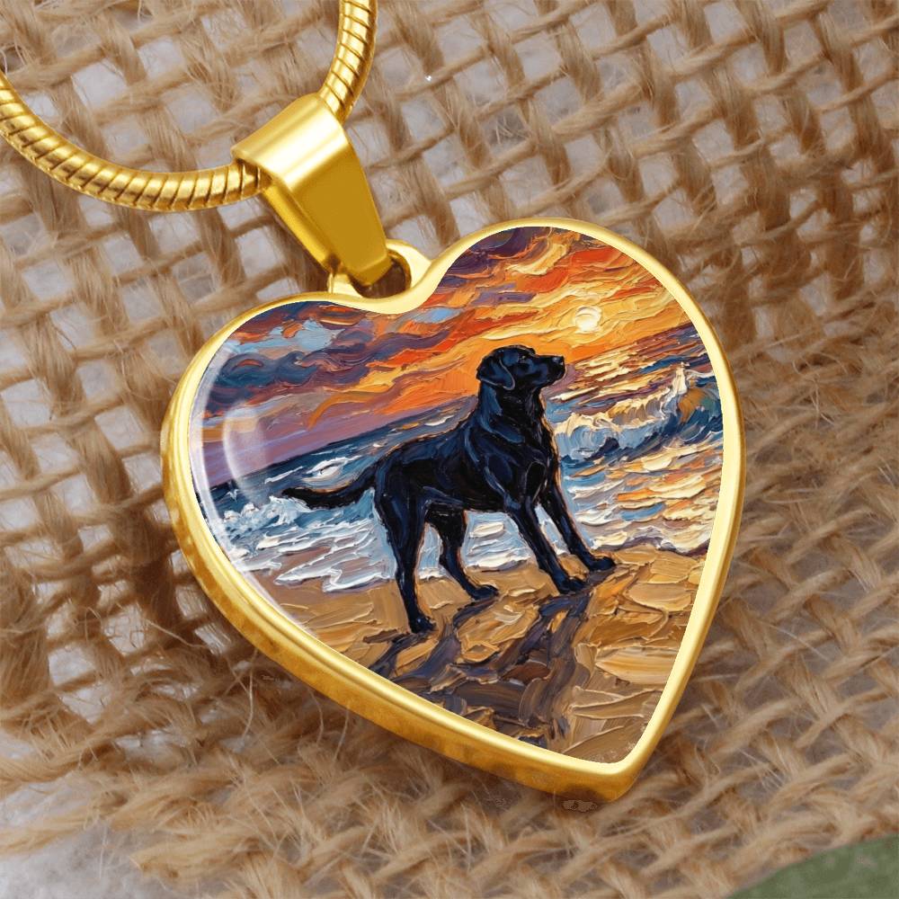 Summer Sunset - Black Labrador Heart Necklace
