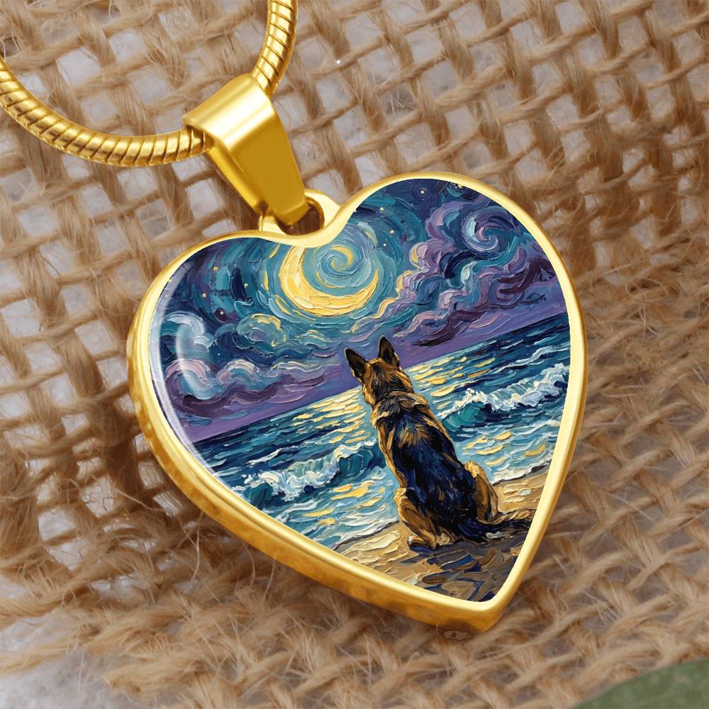 Beach Night - German Shepherd Heart Necklace