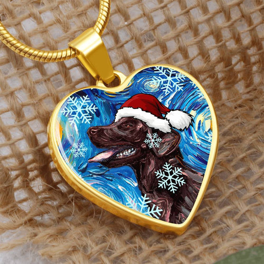 Chocolate Labrador Christmas Necklace