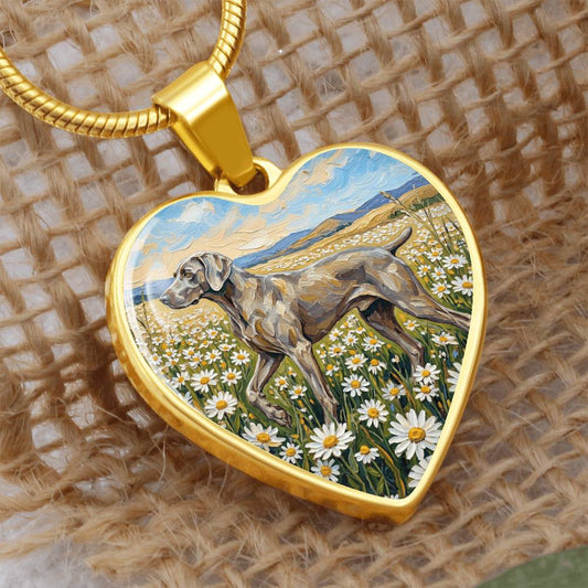Amongst The Flowers - Weimaraner Heart Necklace