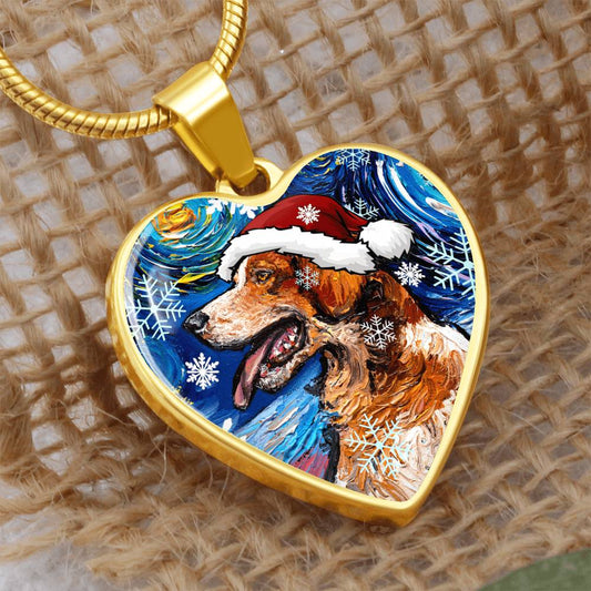 Brittany Spaniel Christmas Heart Necklace