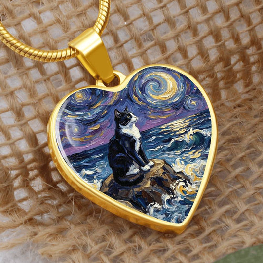 Beach Night - Tuxedo Cat Heart