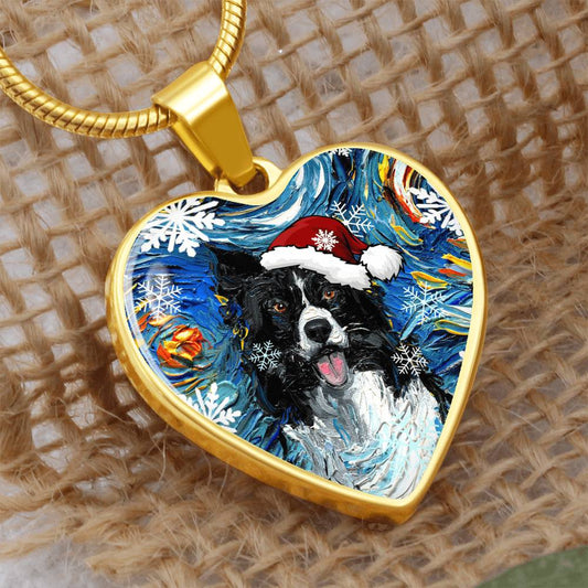 Border Collie Christmas Necklace