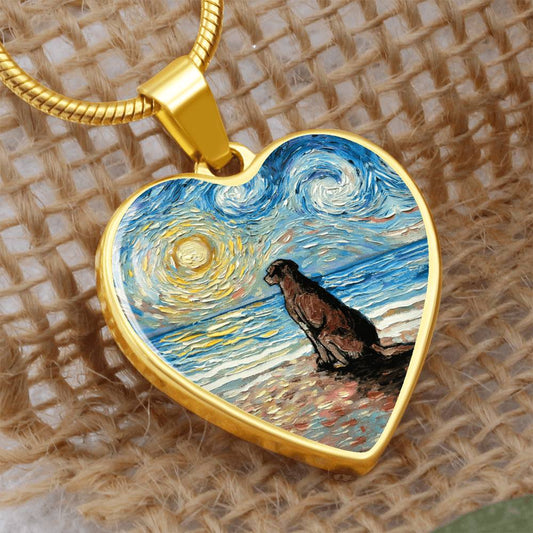 Beach Days - Chocolate Lab Starry Night Heart Necklace