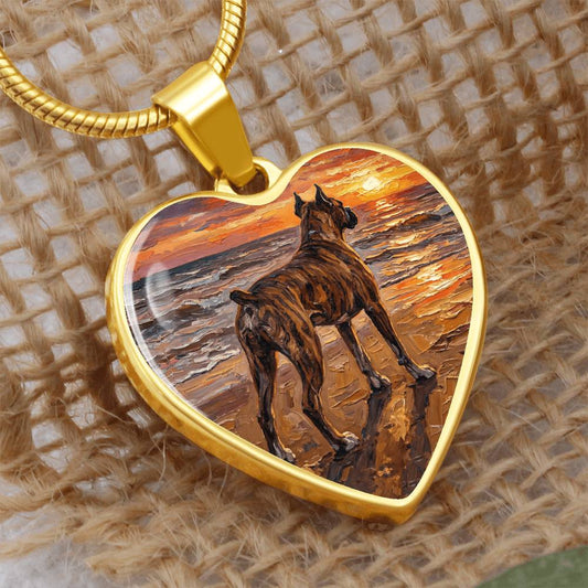 beach day - Brindle Boxer Heart Necklace
