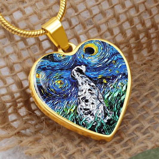 Dalmatian Starry Night Heart Necklace