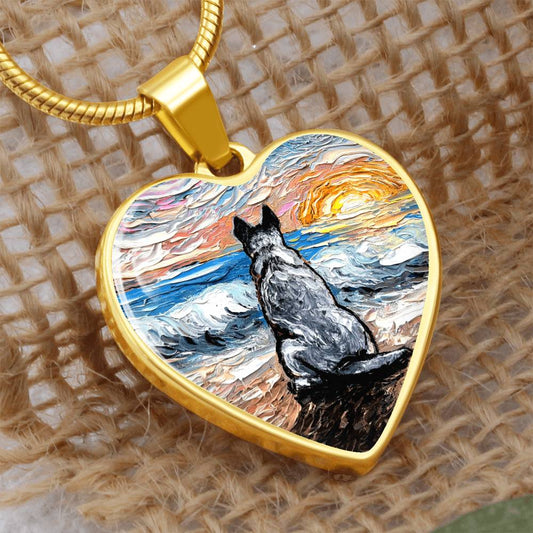 Beach Days - Blue Heeler Heart Necklace