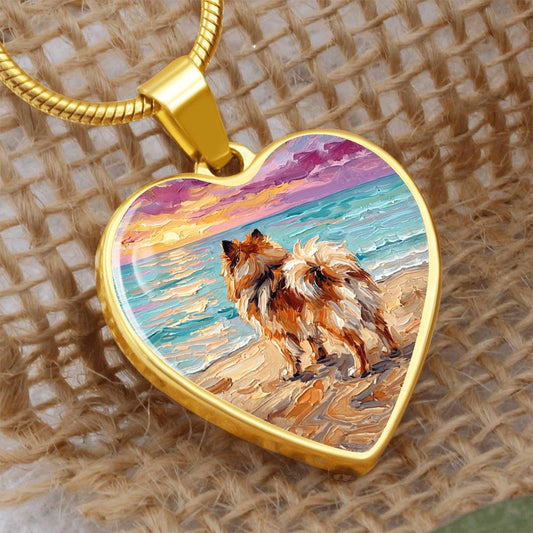 Summer Sunset - Pomeranian Heart Necklace