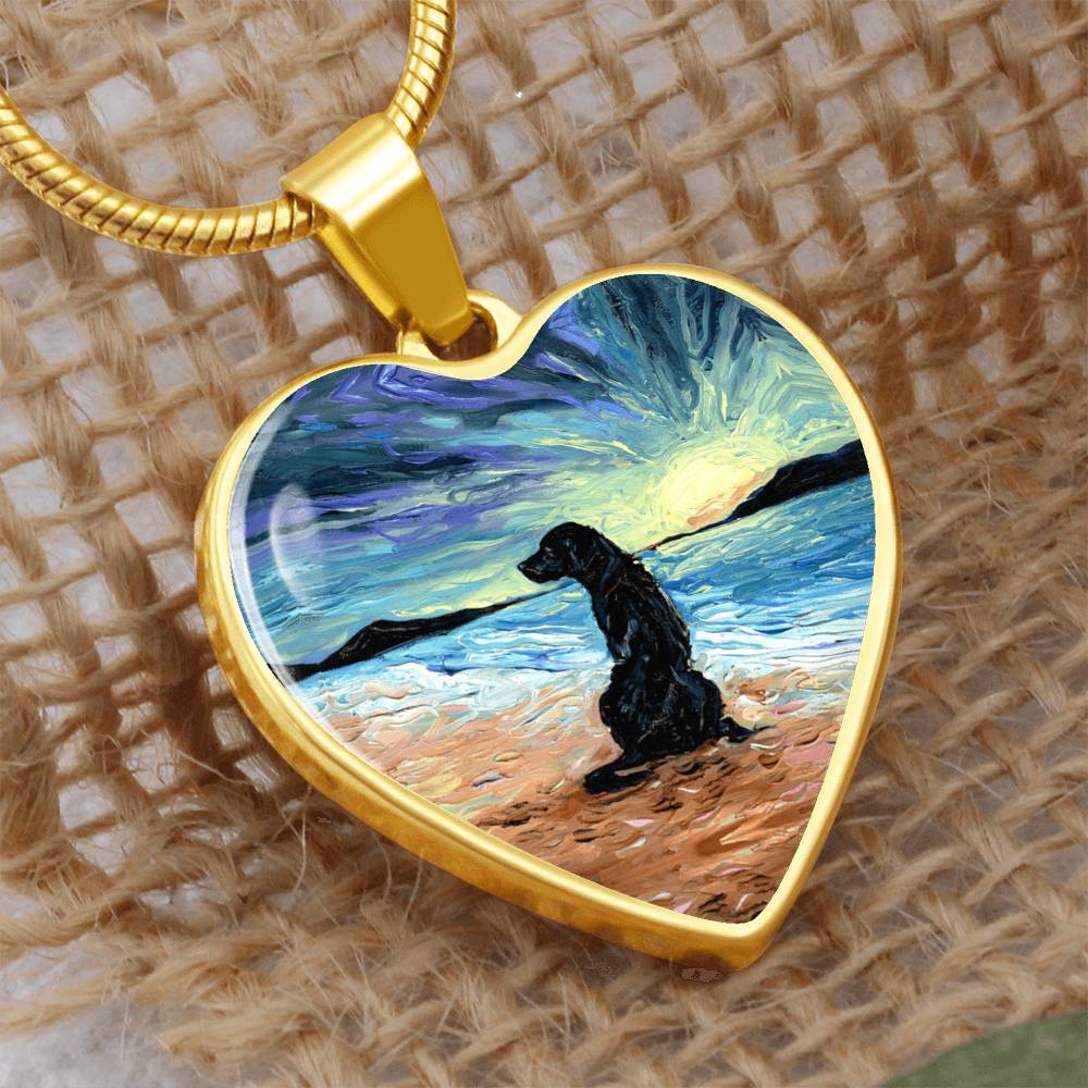 Beach Days - Black Labrador Heart Necklace
