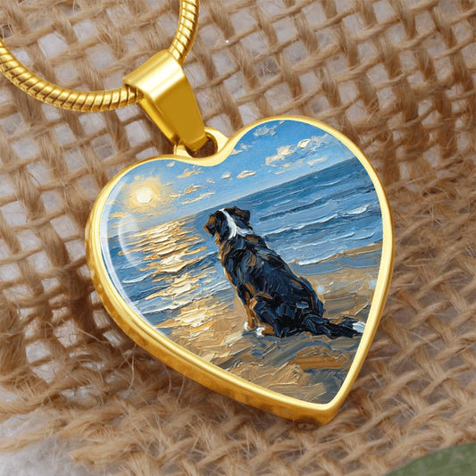 Beach Day - Bernese Mountain Dog Heart Necklace