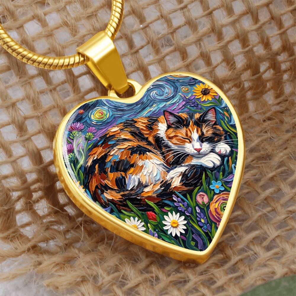 Amongst The Flowers - Calico Cat Heart