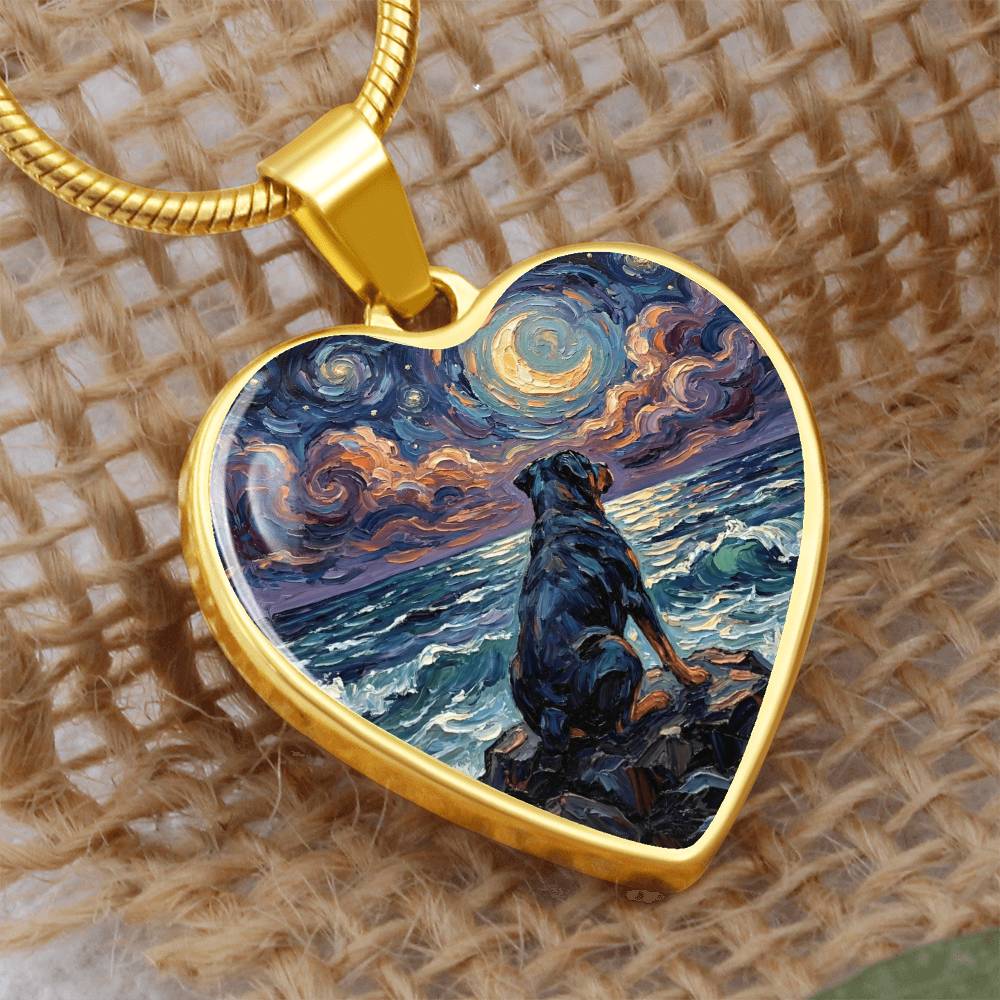 Beach Night - Rottweiler Heart Necklace