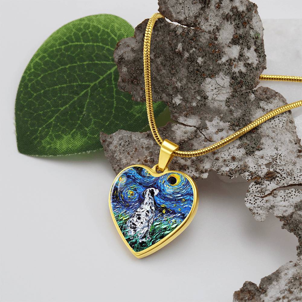 Dalmatian Starry Night Heart Necklace