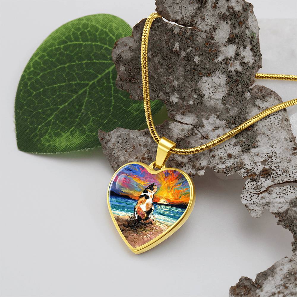 Beach Days - Calico Cat Heart Necklace