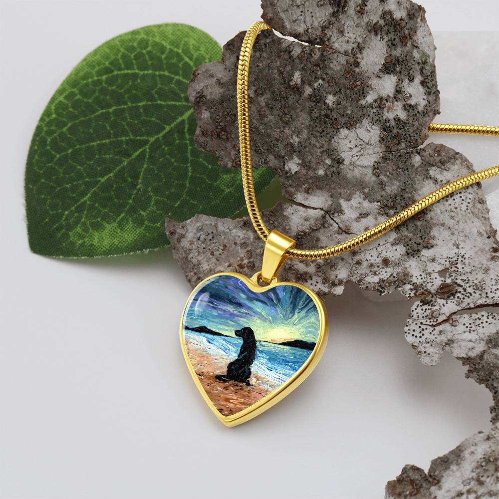 Beach Days - Black Labrador Heart Necklace
