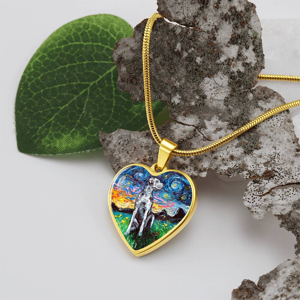 Merle Great Dane Starry Night Heart Necklace
