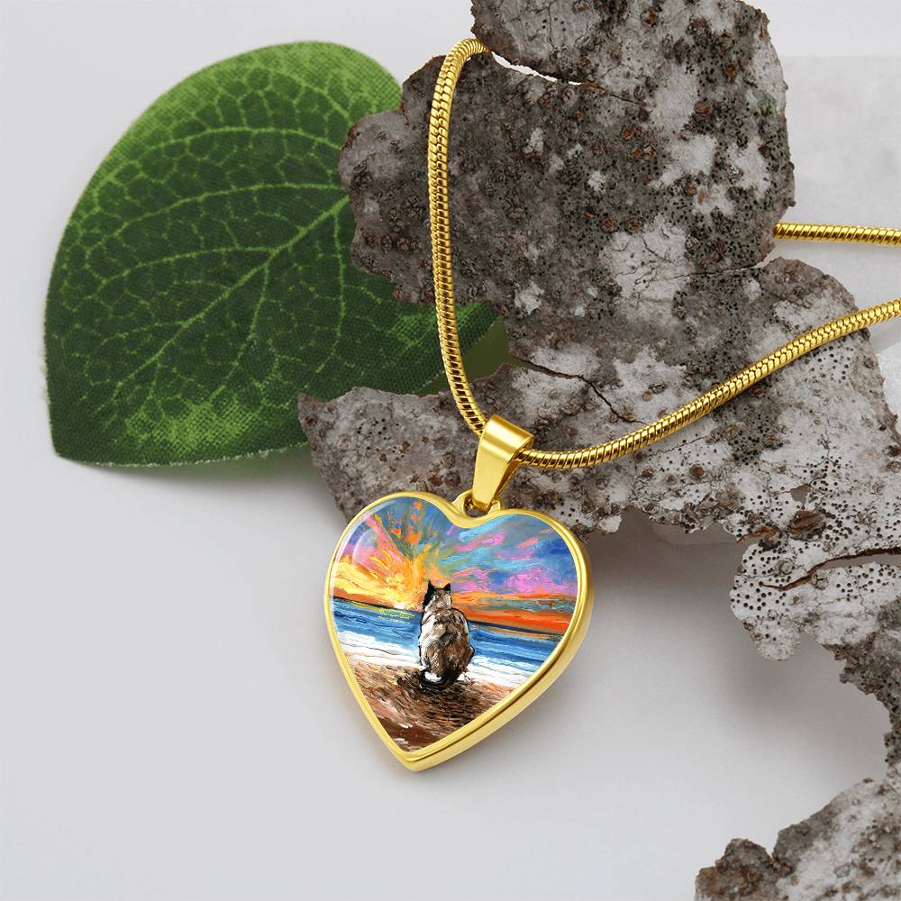 Beach Days - Snowshoe Cat Heart Necklace