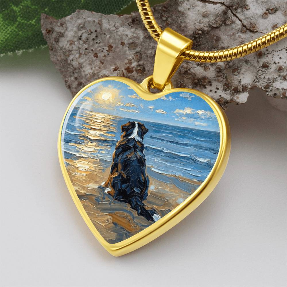 Beach Day - Bernese Mountain Dog Heart Necklace