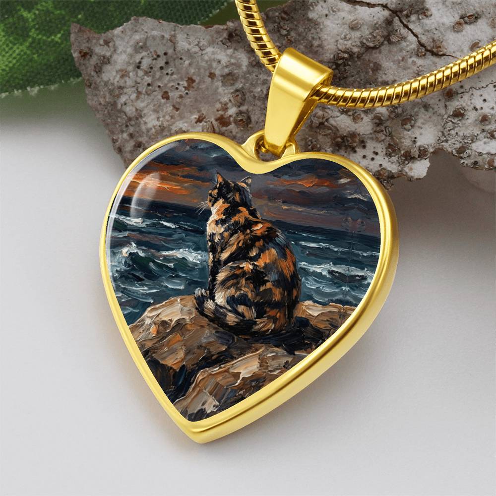 Beach Night - Tortie Heart Necklace