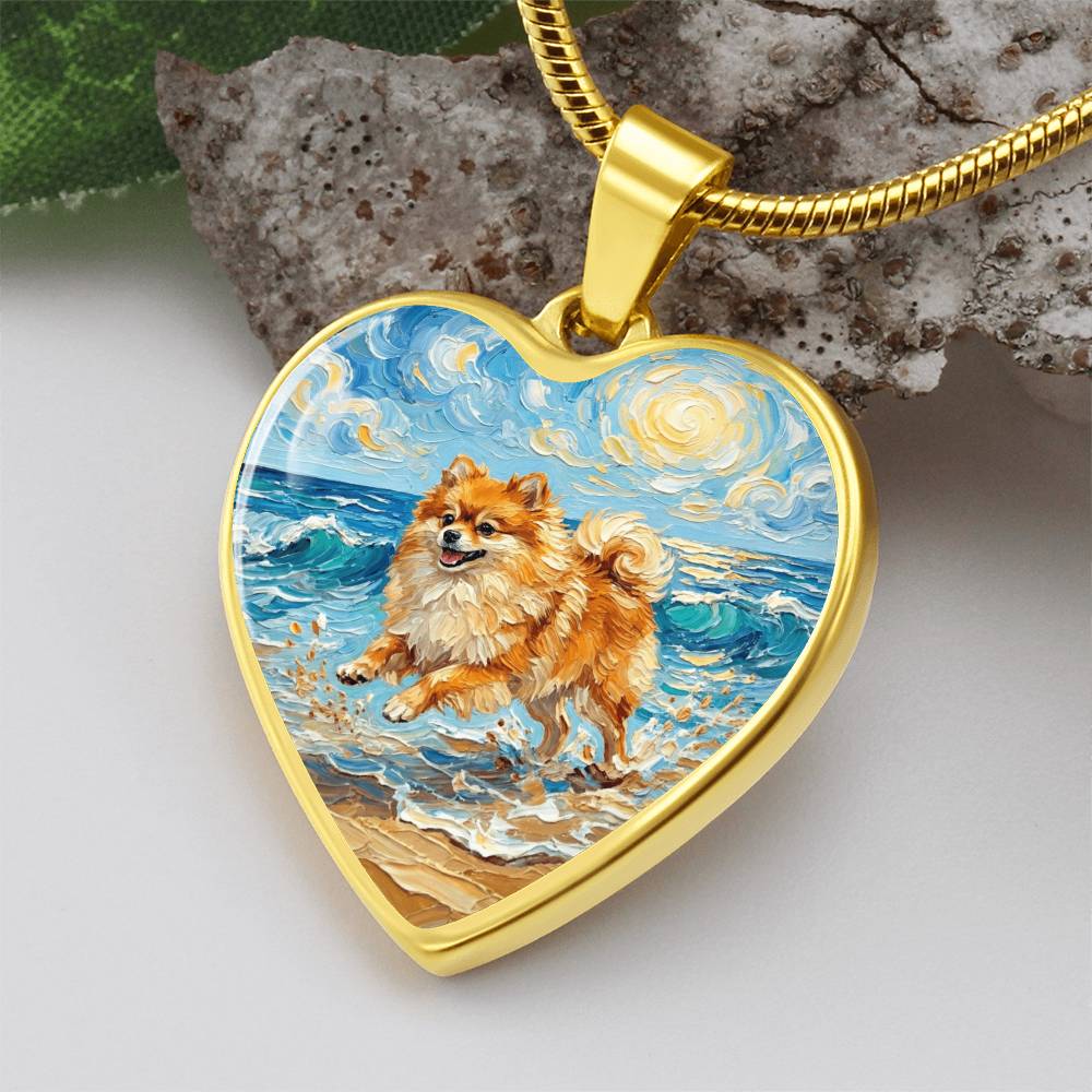 Beach Day - Pomeranian Heart Necklace