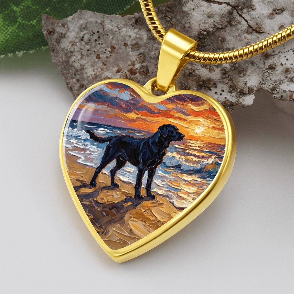 Summer Sunset - Black Labrador Heart Necklace
