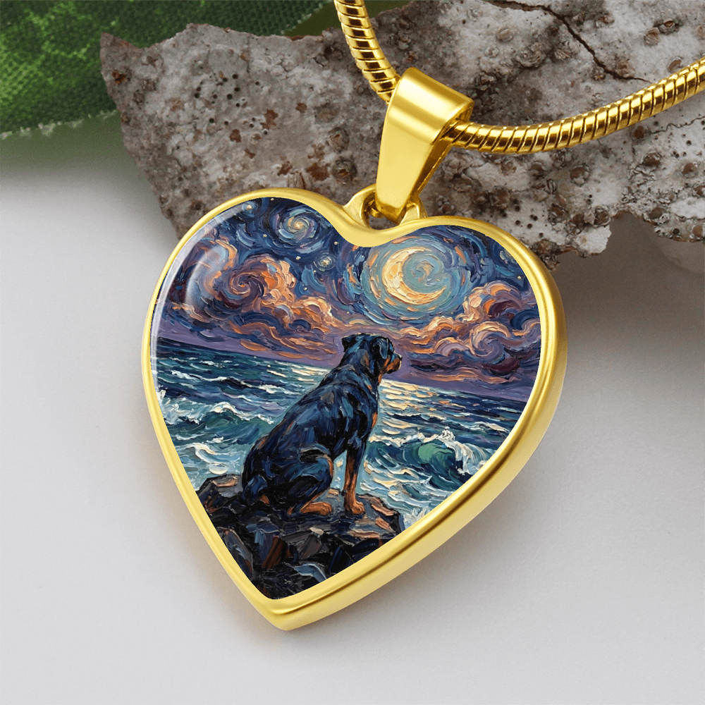 Beach Night - Rottweiler Heart Necklace