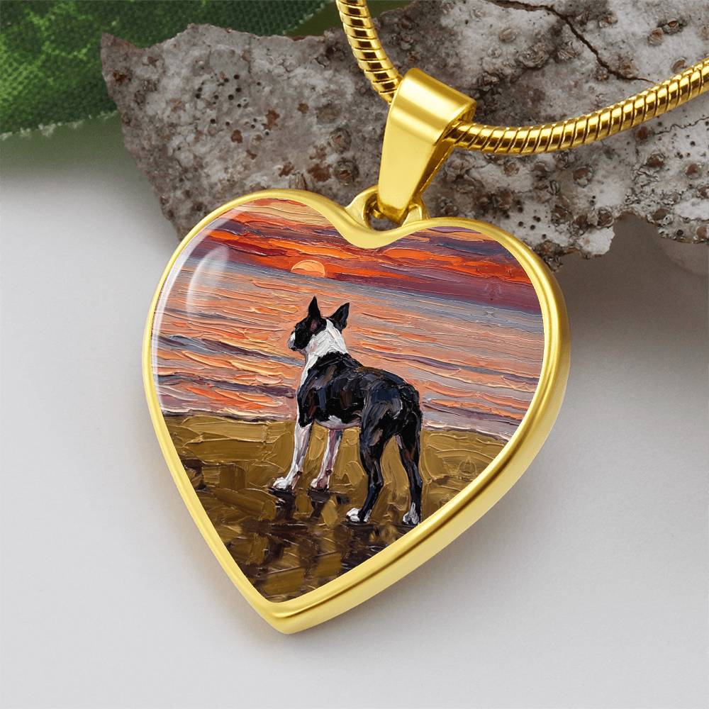 Beach Night - Boston Terrier Heart Necklace