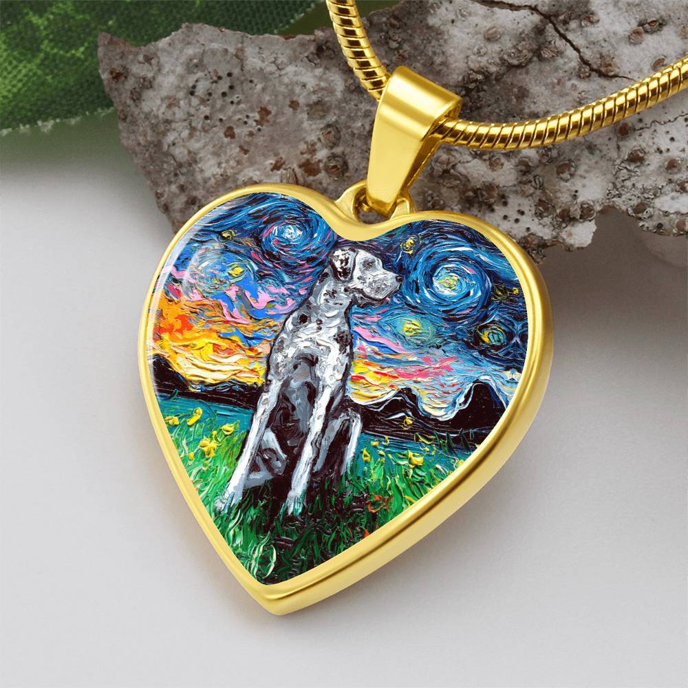 Merle Great Dane Starry Night Heart Necklace