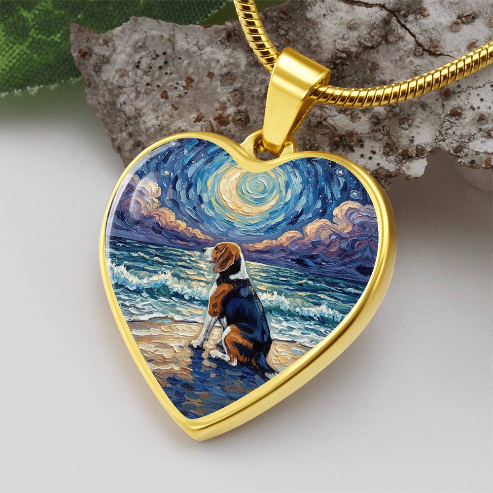 Beach Night - Beagle Heart Necklace