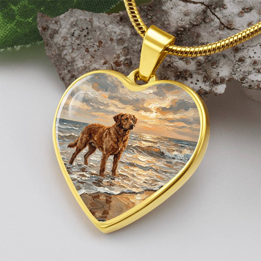 Beach Day - Chesapeake Bay Retriever Heart Necklace