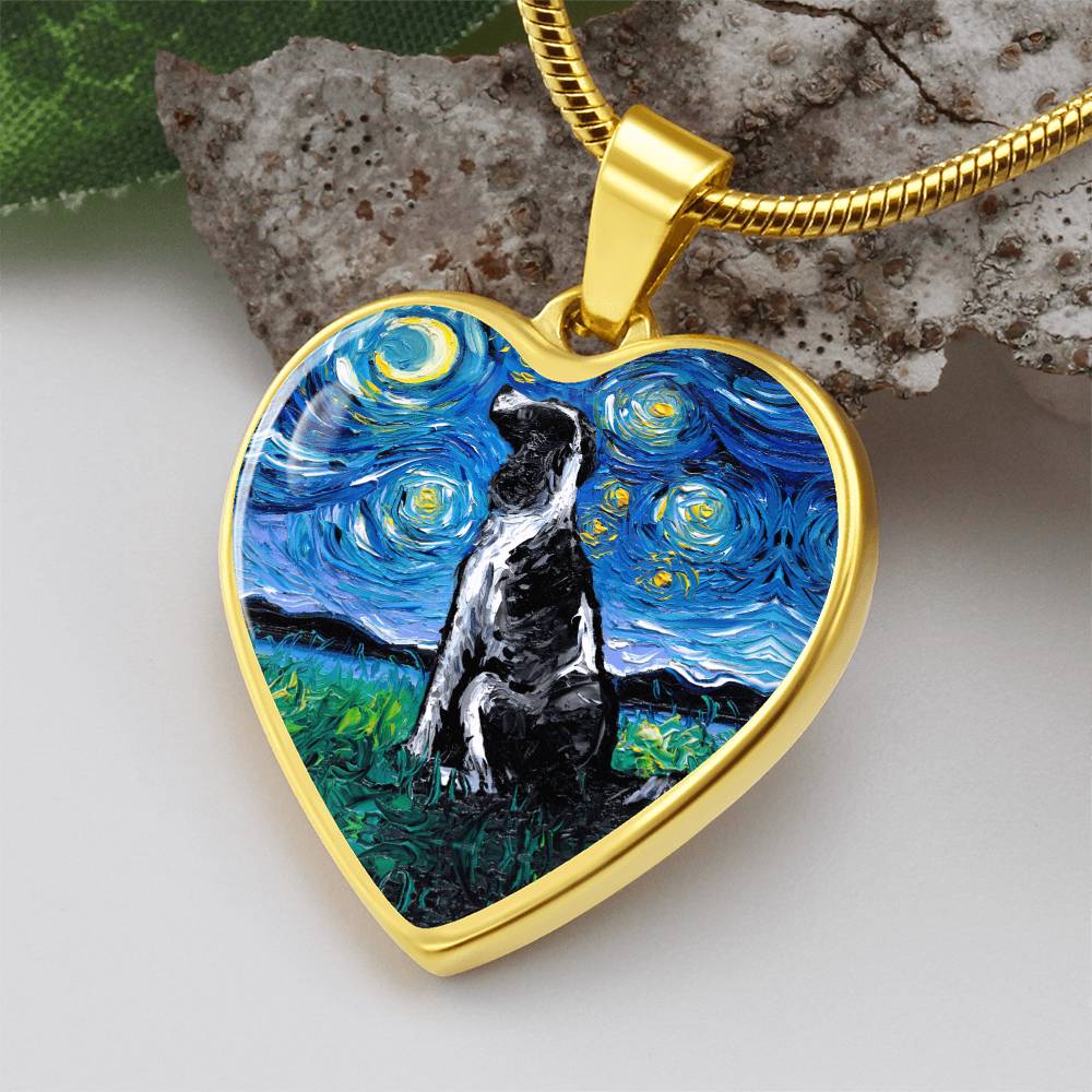 blackandwhiteenglishspringerspanielheartpendant