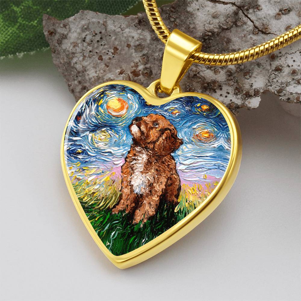 Cavapoo Starry Night Heart Necklace