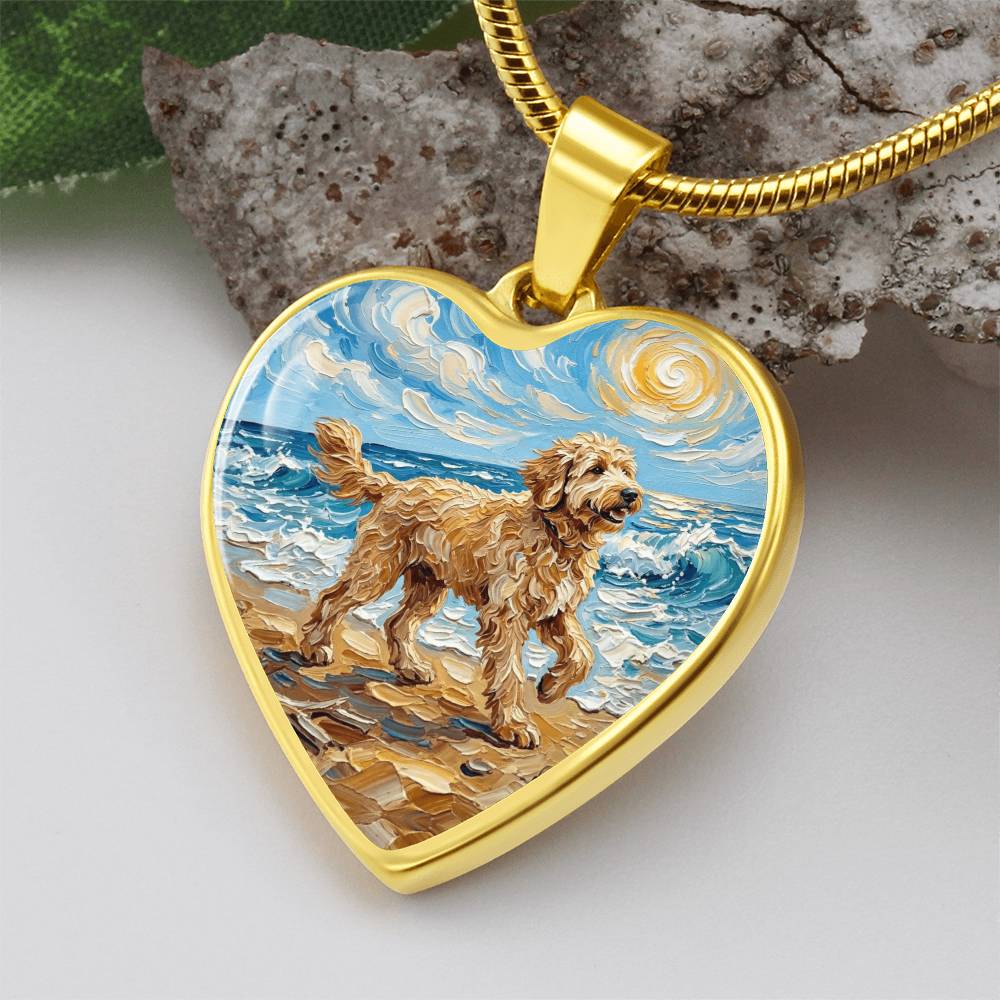 Beach Day - Goldendoodle Heart Necklace