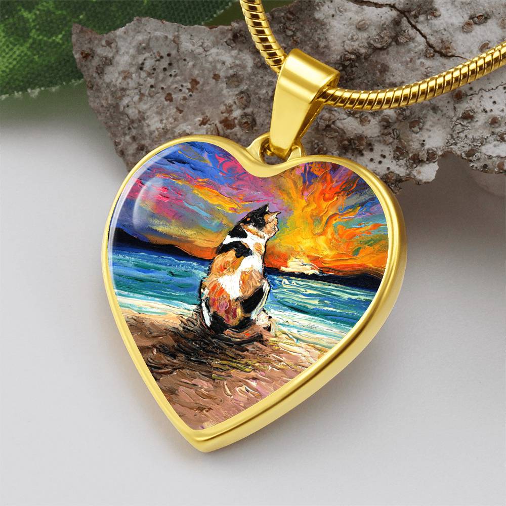 Beach Days - Calico Cat Heart Necklace