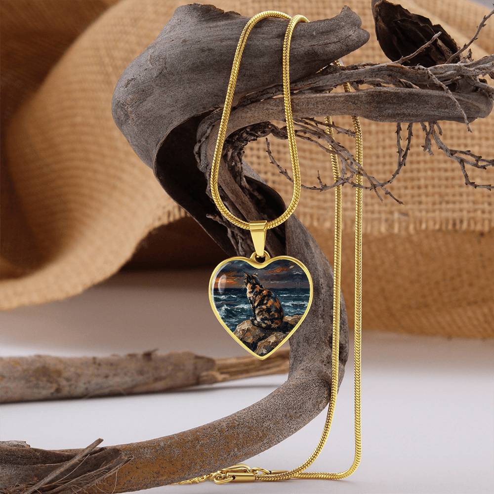 Beach Night - Tortie Heart Necklace