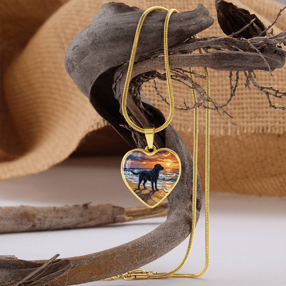 Summer Sunset - Black Labrador Heart Necklace