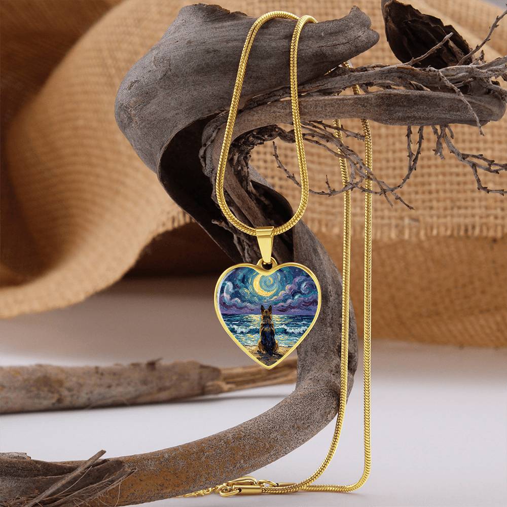 Beach Night - German Shepherd Heart Necklace