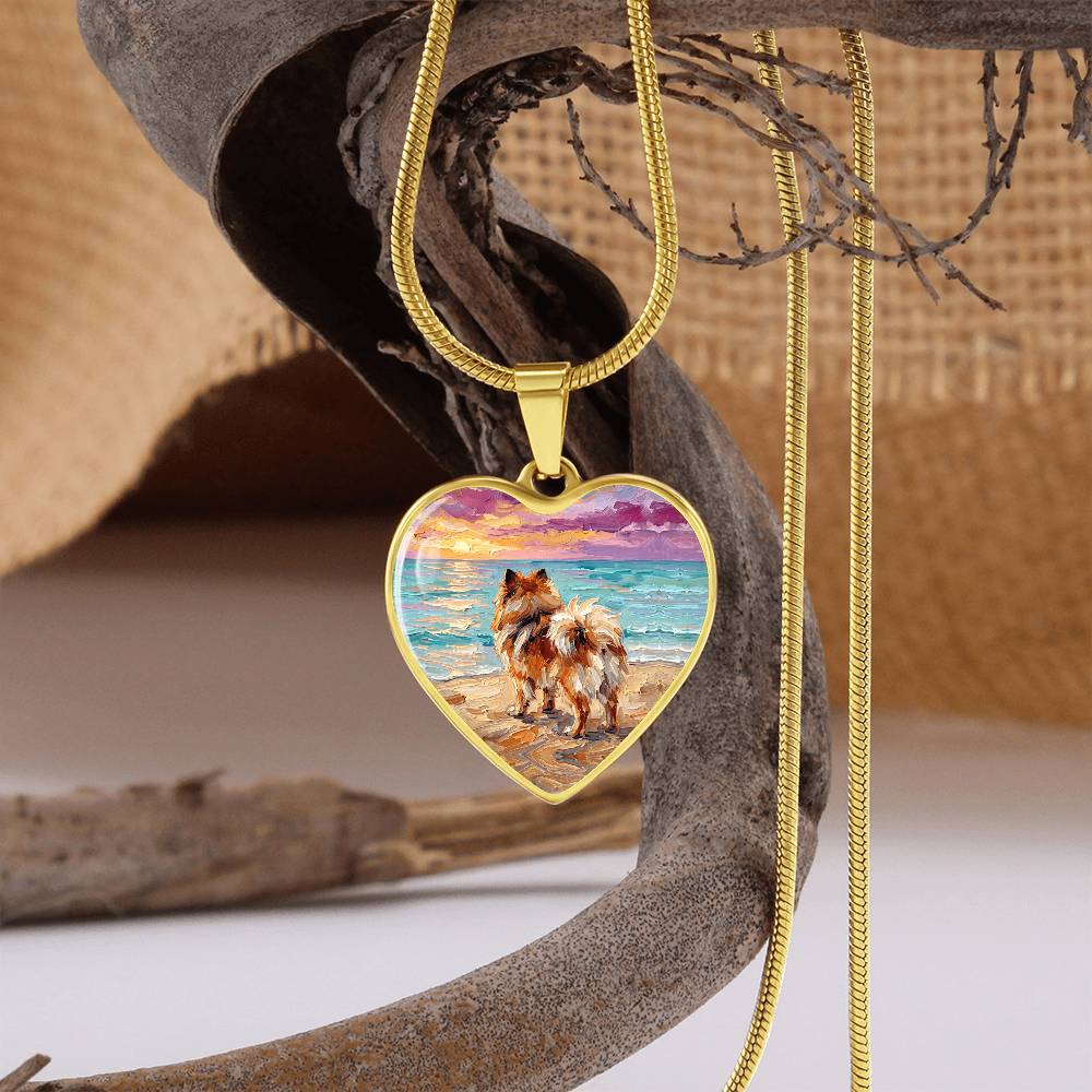 Summer Sunset - Pomeranian Heart Necklace