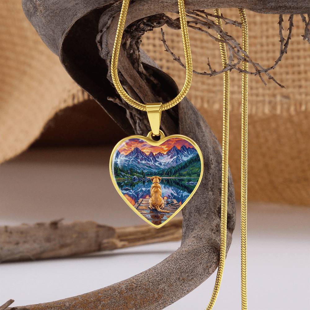 On The Dock - Yellow Labrador Heart Necklace